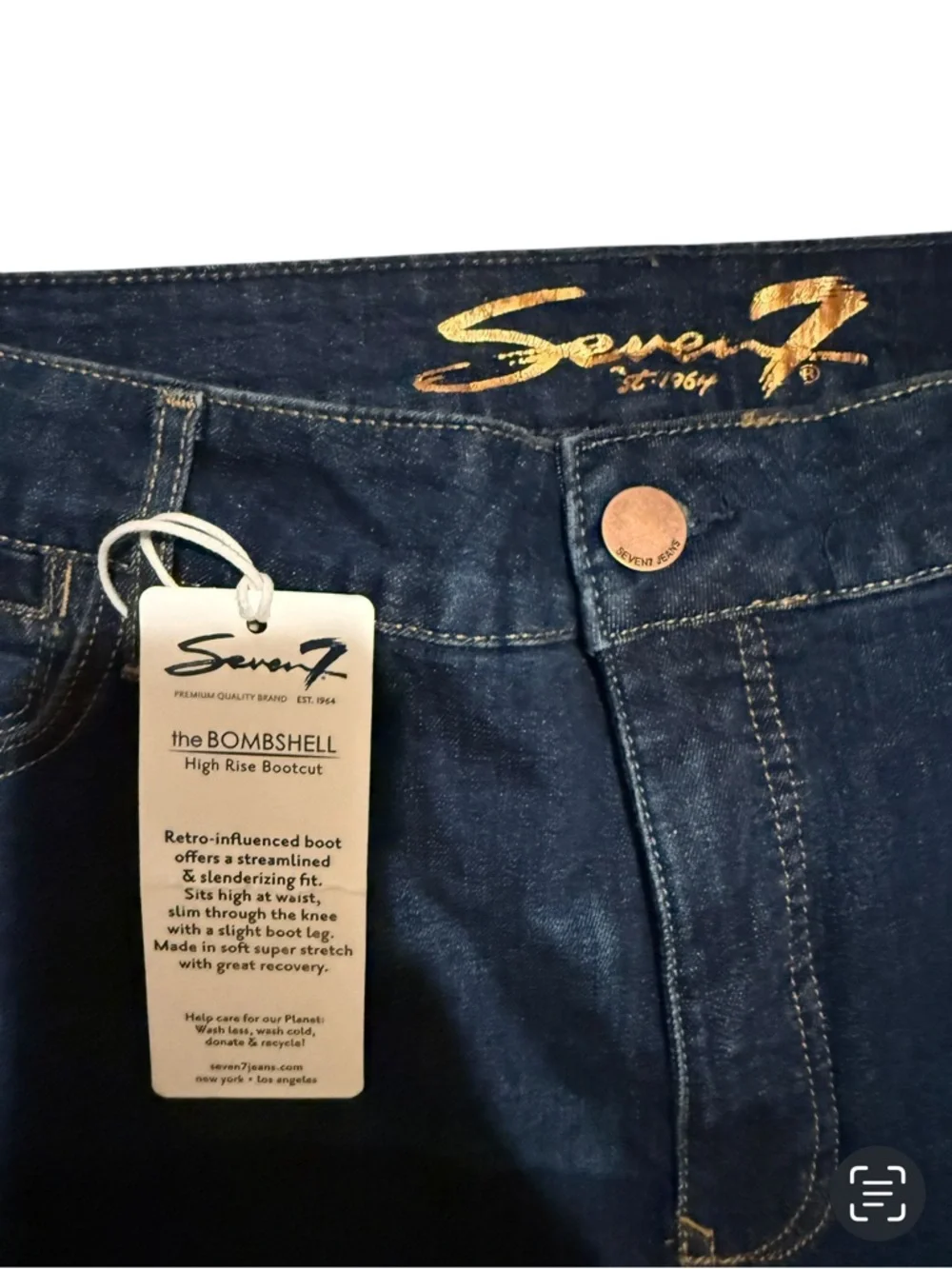 Seven7 Bombshell High Rise Bootcut Jeans Womens 20W NWT Dark Wash Stretch - Picture 3 of 6